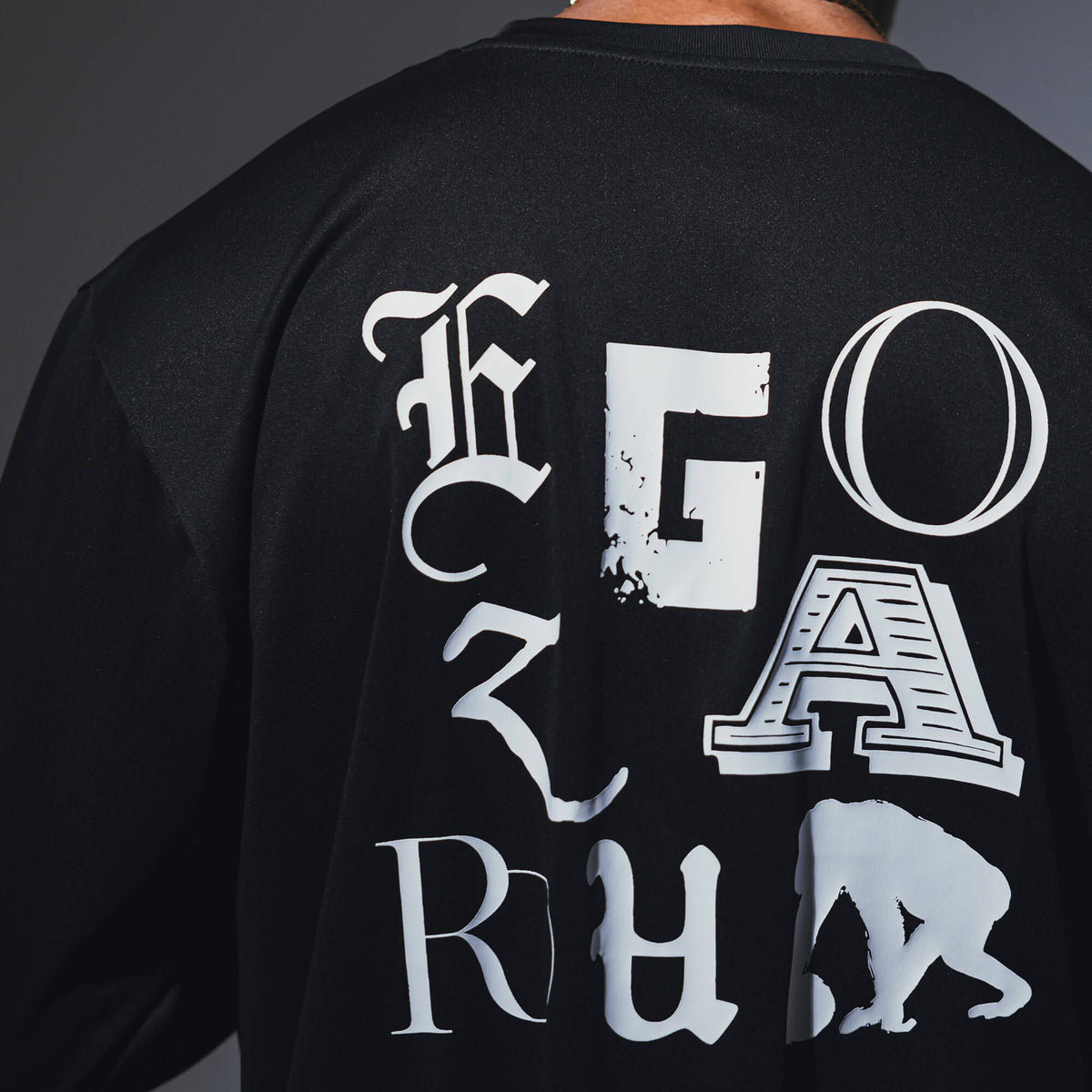 Multi-font oversized long sleeve T-shirt (EZBH)