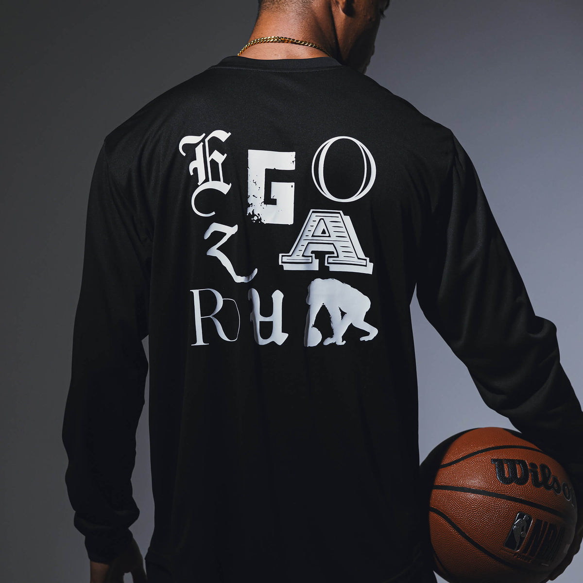 Multi-font oversized long sleeve T-shirt (EZBH)