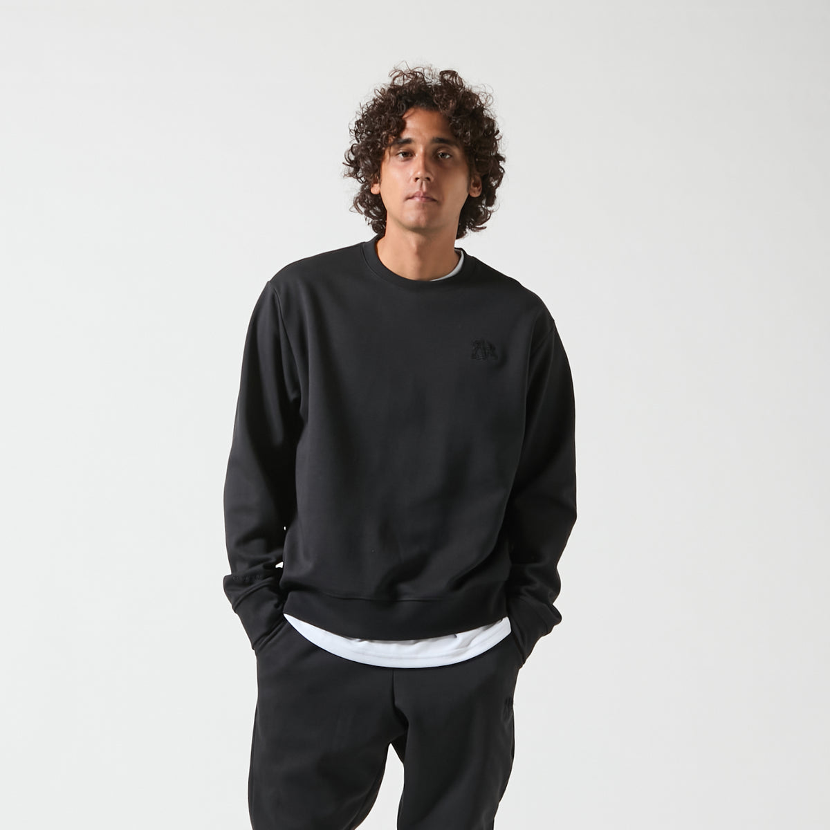 Double Face Sweat Chenille Patch Crew Neck