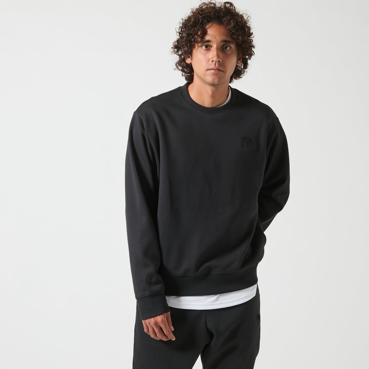 Double Face Sweat Chenille Patch Crew Neck