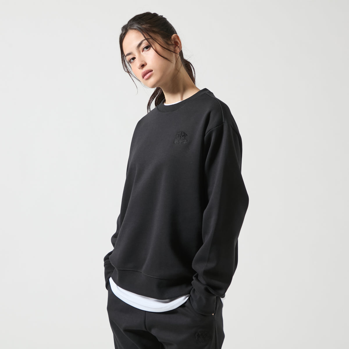 Double Face Sweat Chenille Patch Crew Neck
