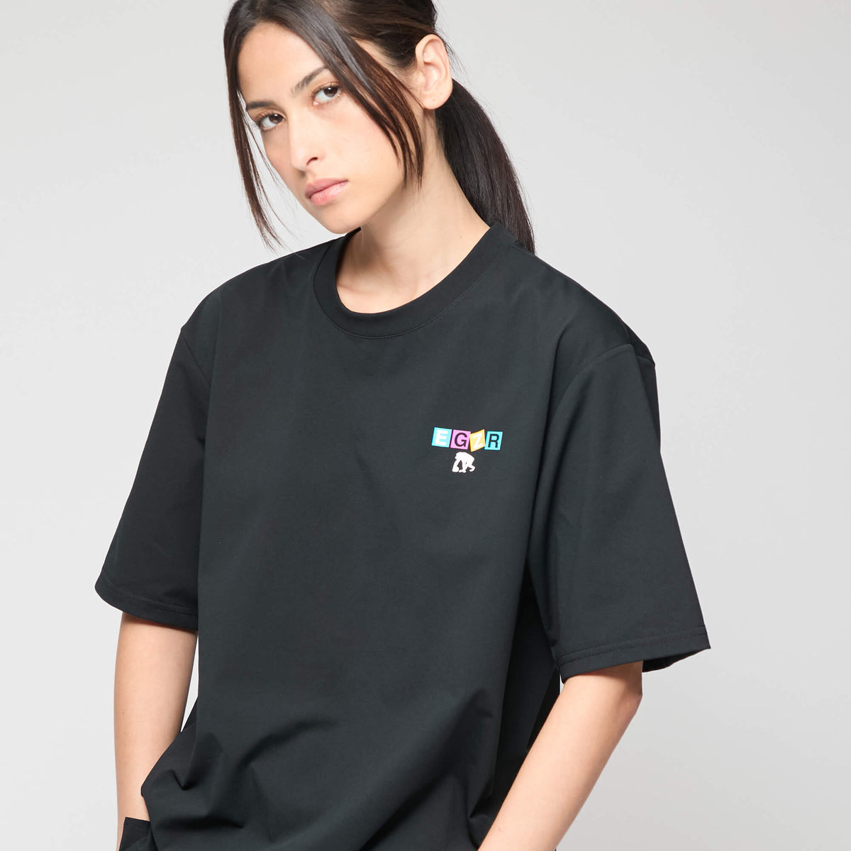 BIGシルエット カラーブロック ワンポイント Tシャツ