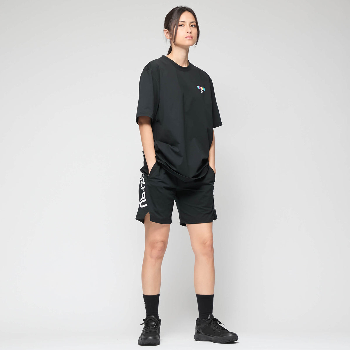 BIGシルエット カラーブロック ワンポイント Tシャツ