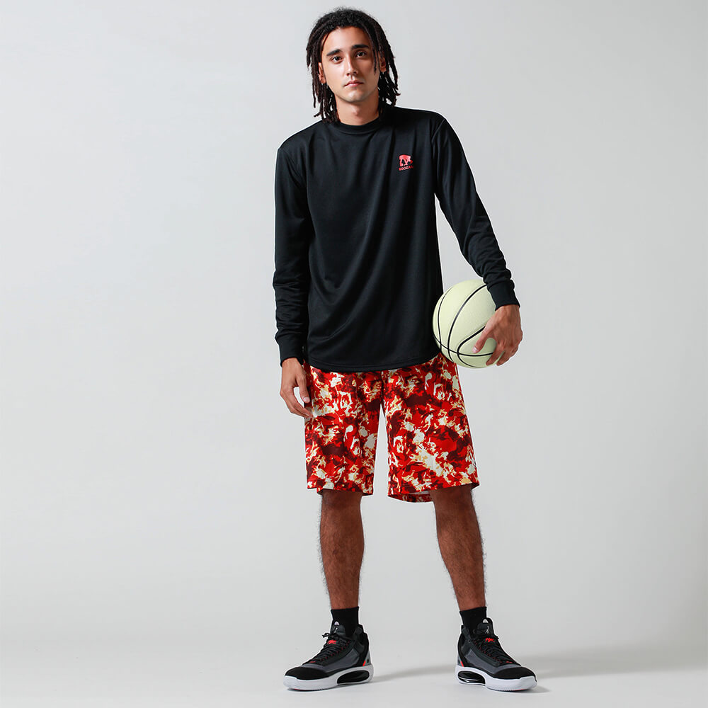 Flame Back Print Long T-Shirt