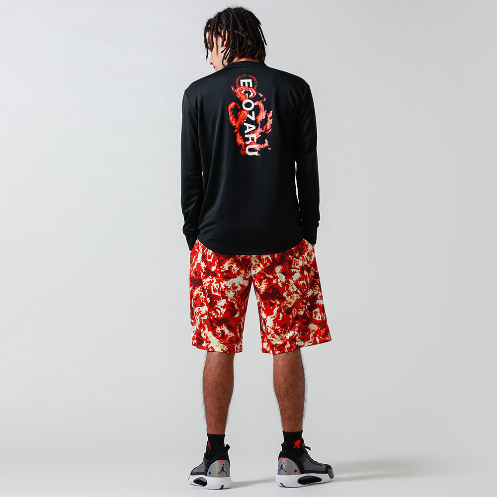 Flame Back Print Long T-Shirt