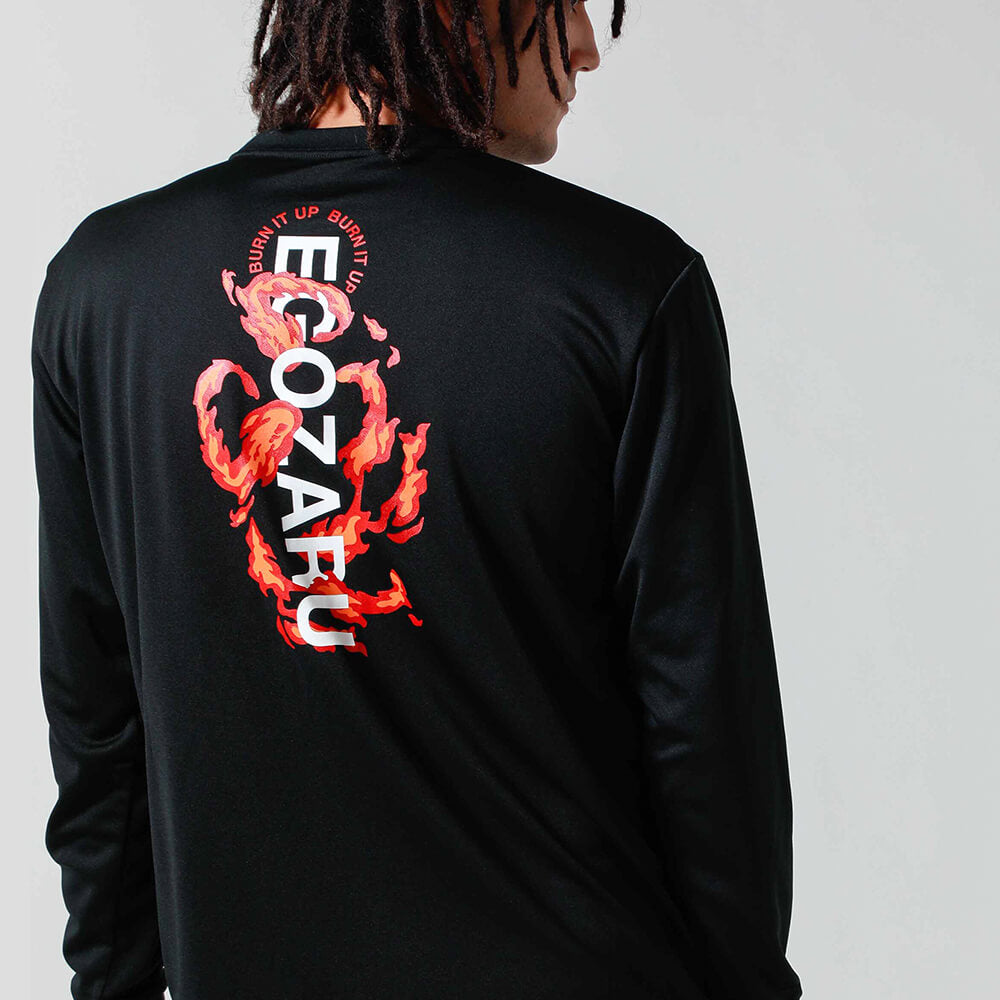 Flame Back Print Long T-Shirt