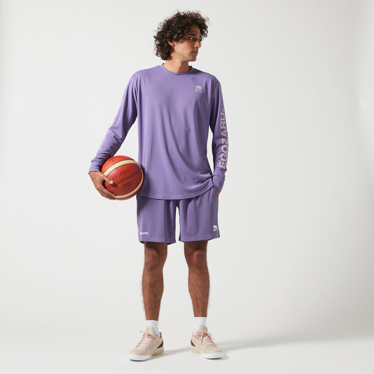 One-sided line sleeve logo long sleeve T-shirt