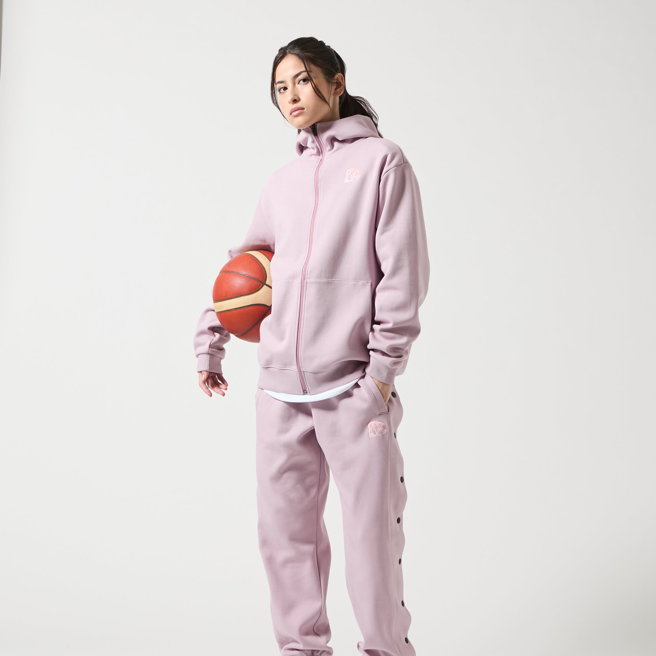 ダブルフェイス スウェット シェニールパッチ ZIPアップパーカ