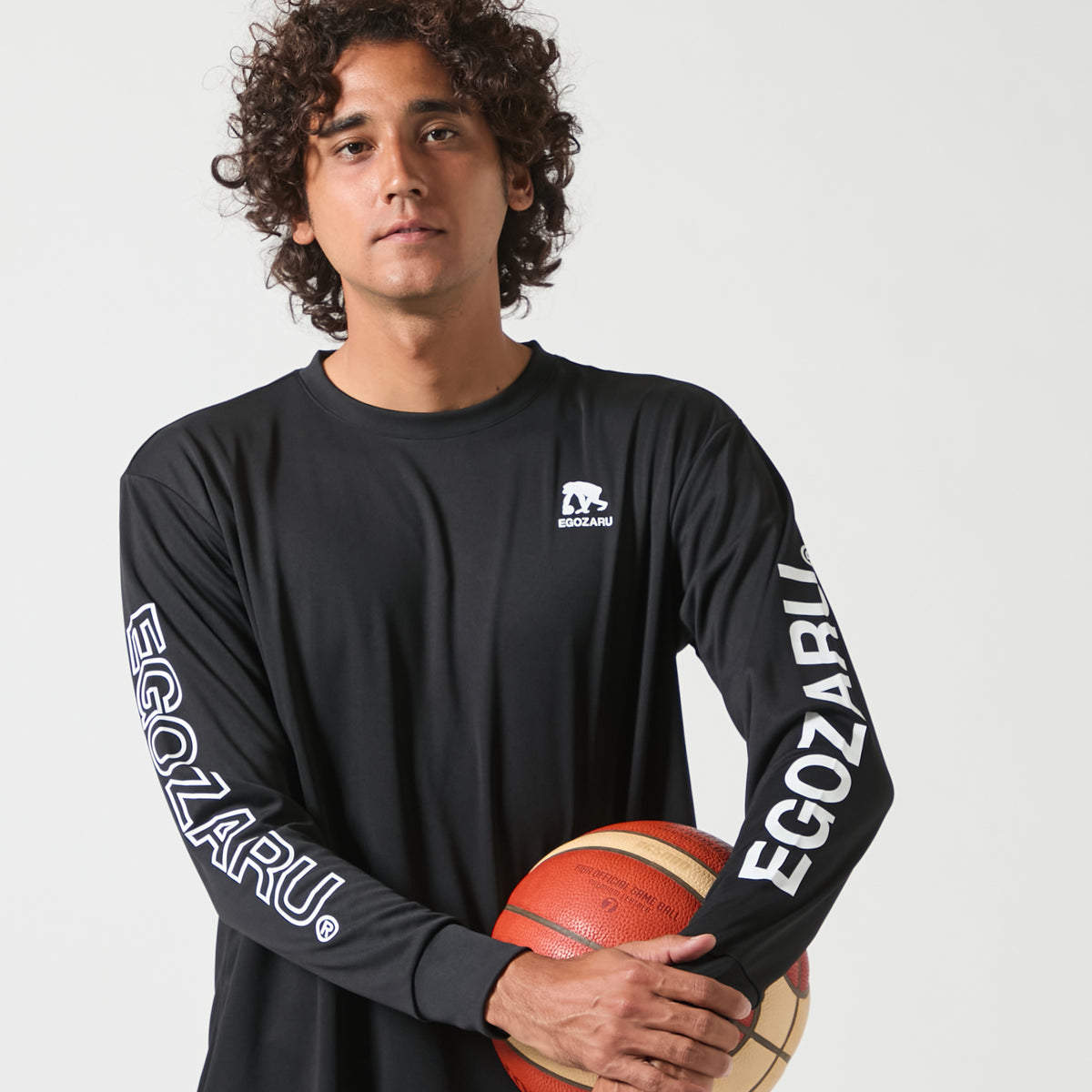 One-sided line sleeve logo long sleeve T-shirt