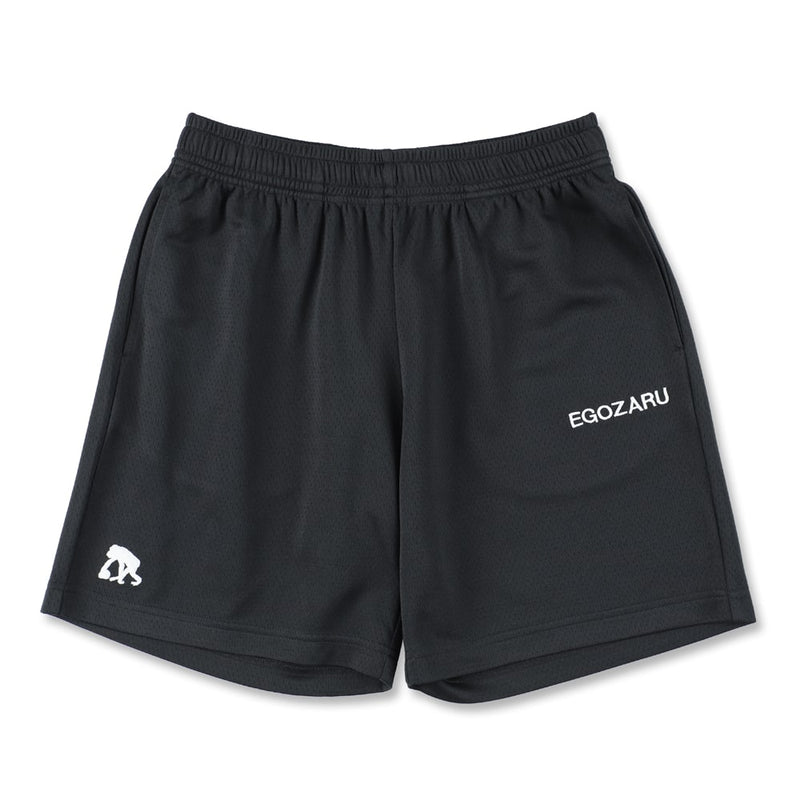[Length on the knee] Cut -off solid mesh shorts