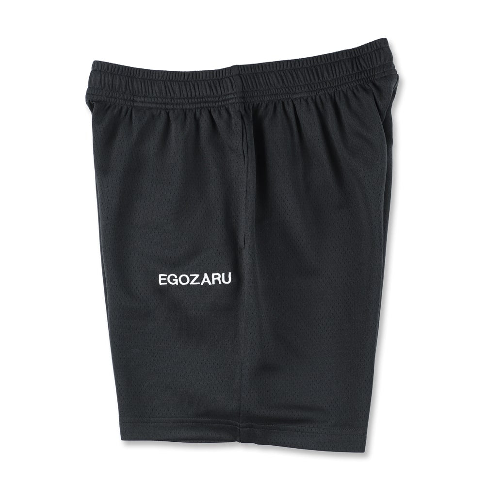 [Length on the knee] Cut -off solid mesh shorts