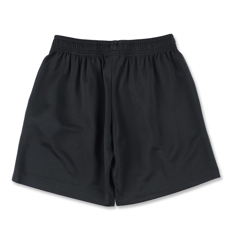 [Length on the knee] Cut -off solid mesh shorts