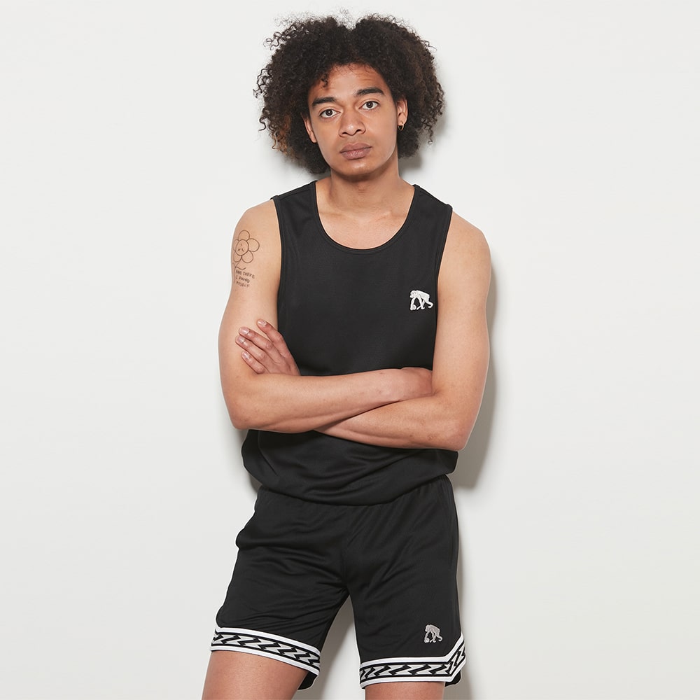 [Heart on the knee] Cut -off crank tape shorts