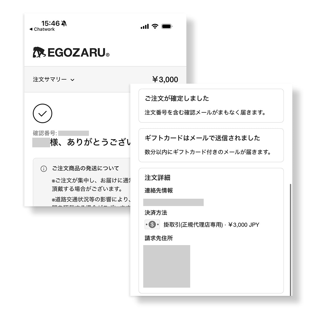 【えぬ】まとめ買いご依頼ありがとうございます EGOZARU eGift ご利用ガイド – EGOZARU ONLINE STORE | エゴザル
